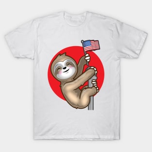 Kawaii USA Patriotic Japanese American Sloth T-Shirt